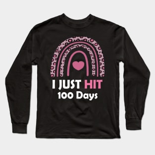 Cute pink 100th Day Leopard Rainbow 100 Days Of School Girls Long Sleeve T-Shirt